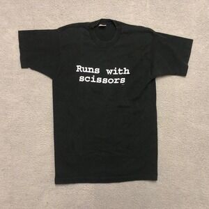 Vintage Runs With Scissors Graphic T-Shirt Black Large 90's